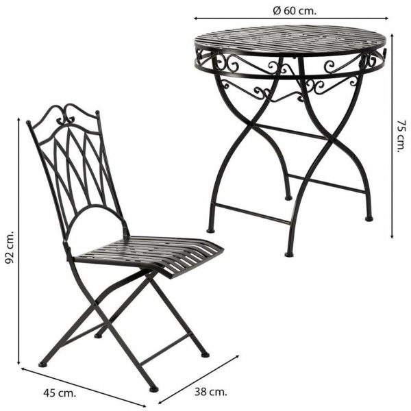 Table set with 2 chairs Alexandra House Living Black 60 x 75 x 60 cm on Sale