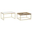 Set of 2 tables DKD Home Decor Golden Natural Wood Metal Crystal 90 x 60 x 45 cm For Discount