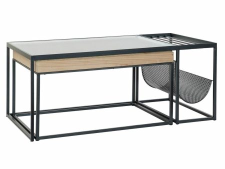 Centre Table DKD Home Decor Black Multicolour Natural Wood Metal Bamboo Crystal 110 x 60 x 45 cm Discount