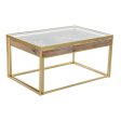 Set of 2 tables DKD Home Decor Golden Natural Wood Metal Crystal 90 x 60 x 45 cm For Discount