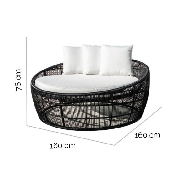 Sun-lounger Dido 160 x 160 x 76 cm Circular Black on Sale