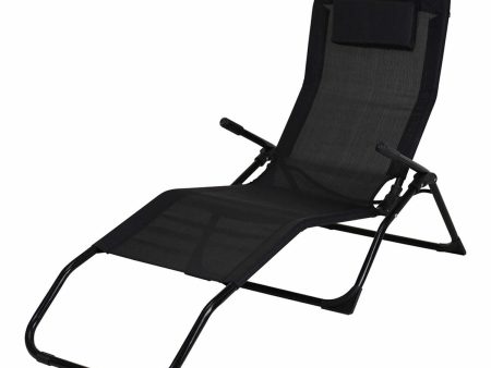 Sun-lounger Ambiance Foldable Black 158 cm on Sale