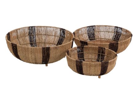 Basket set Brown Natural Jute 42 x 42 x 13 cm (3 Units) For Discount