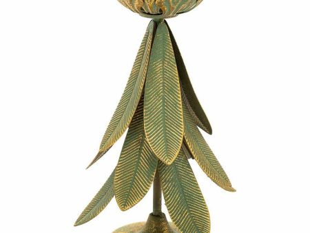 Candle Holder Alexandra House Living Gold Iron 21 x 31 x 21 cm Feathers Supply