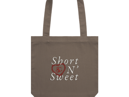 Short n  Sweet Brown Tote Bag For Sale